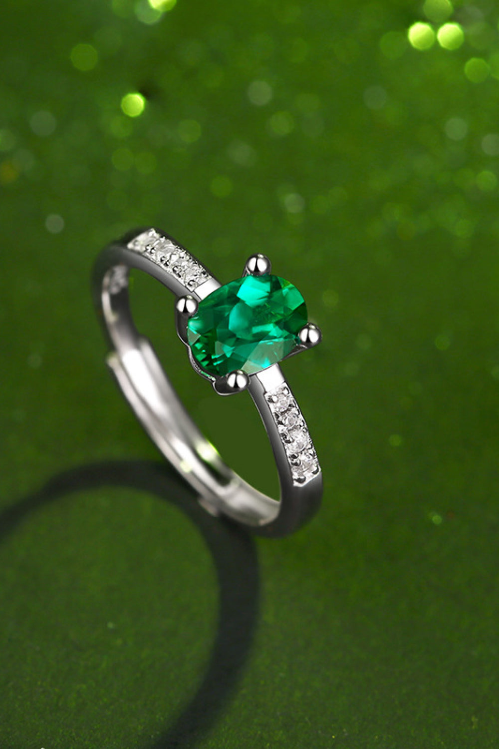 Emerald & Diamond Engagement Ring, 4 Ct Diamond Halo Wedding Ring, Three stone  Ring Anniversary Ring Gift Bridal statement Cocktail ring